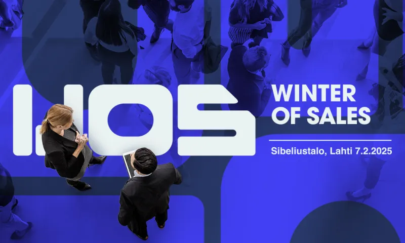 Siniselle taustalle upotettuna ihmisiä ja WOS-logo