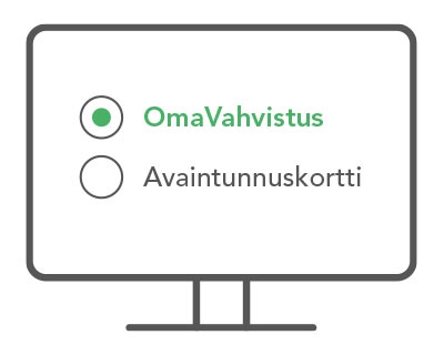 Omavahvistuksen valitseminen tietokoneella.