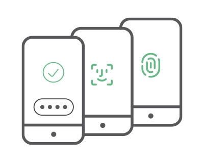 Eri tunnistautumistavat mobiilissa.