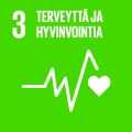 YK:n Agenda 2030 ikoni tavoitteesta 3