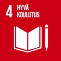 YK:n Agenda 2030 ikoni tavoitteesta 4