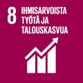 YK:n Agenda 2030 ikoni tavoitteesta 8